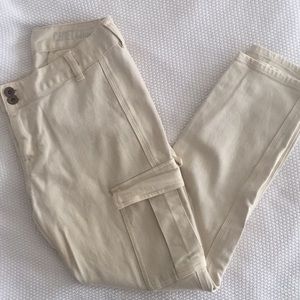MADEWELL CREAM "CADET CROP" CARGO PANTS.